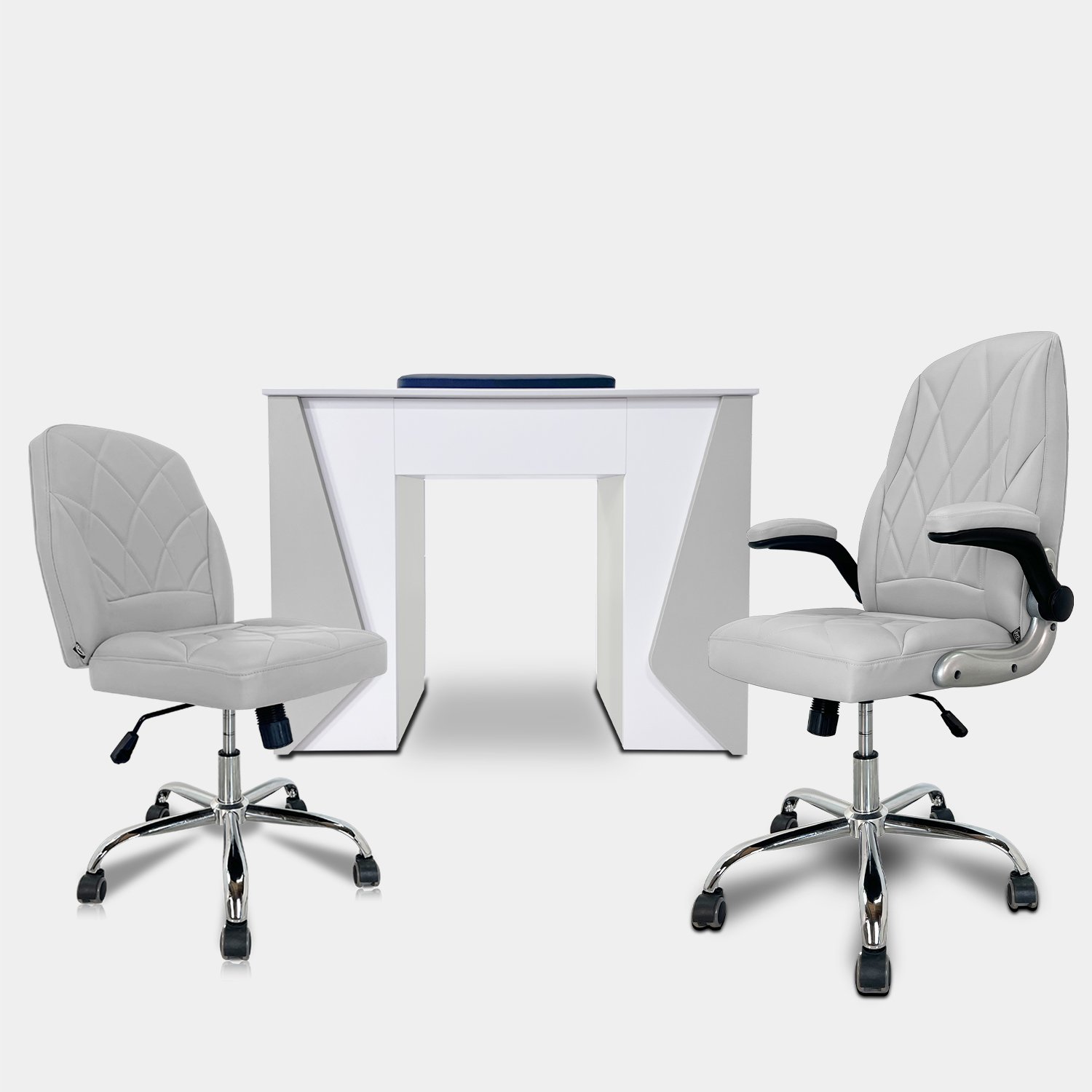 Mesmer Nail Table with Venus Technician & Customer Chair Set (3-Piece)